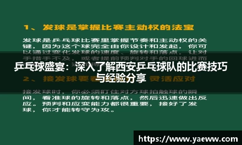 乒乓球盛宴：深入了解西安乒乓球队的比赛技巧与经验分享